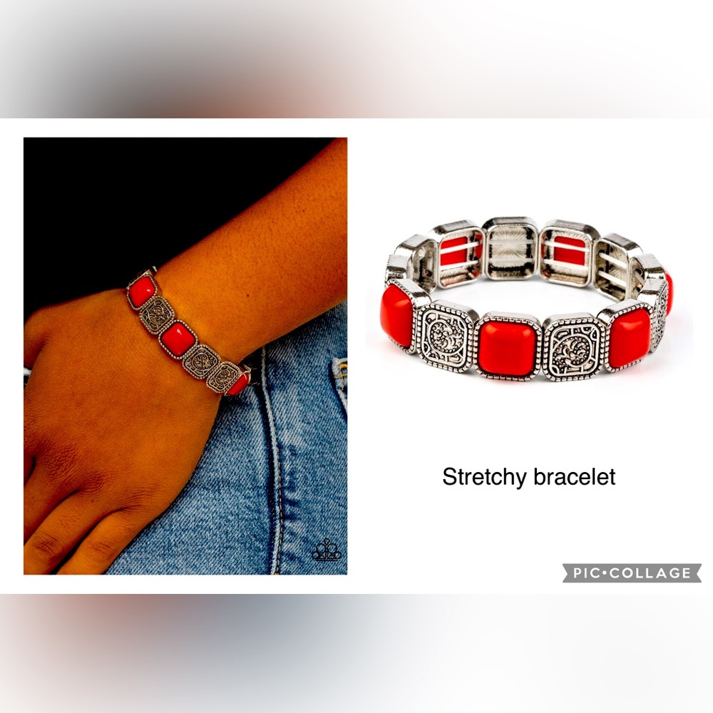 Trendy Tease Red and Silver Stretchy Bracelet